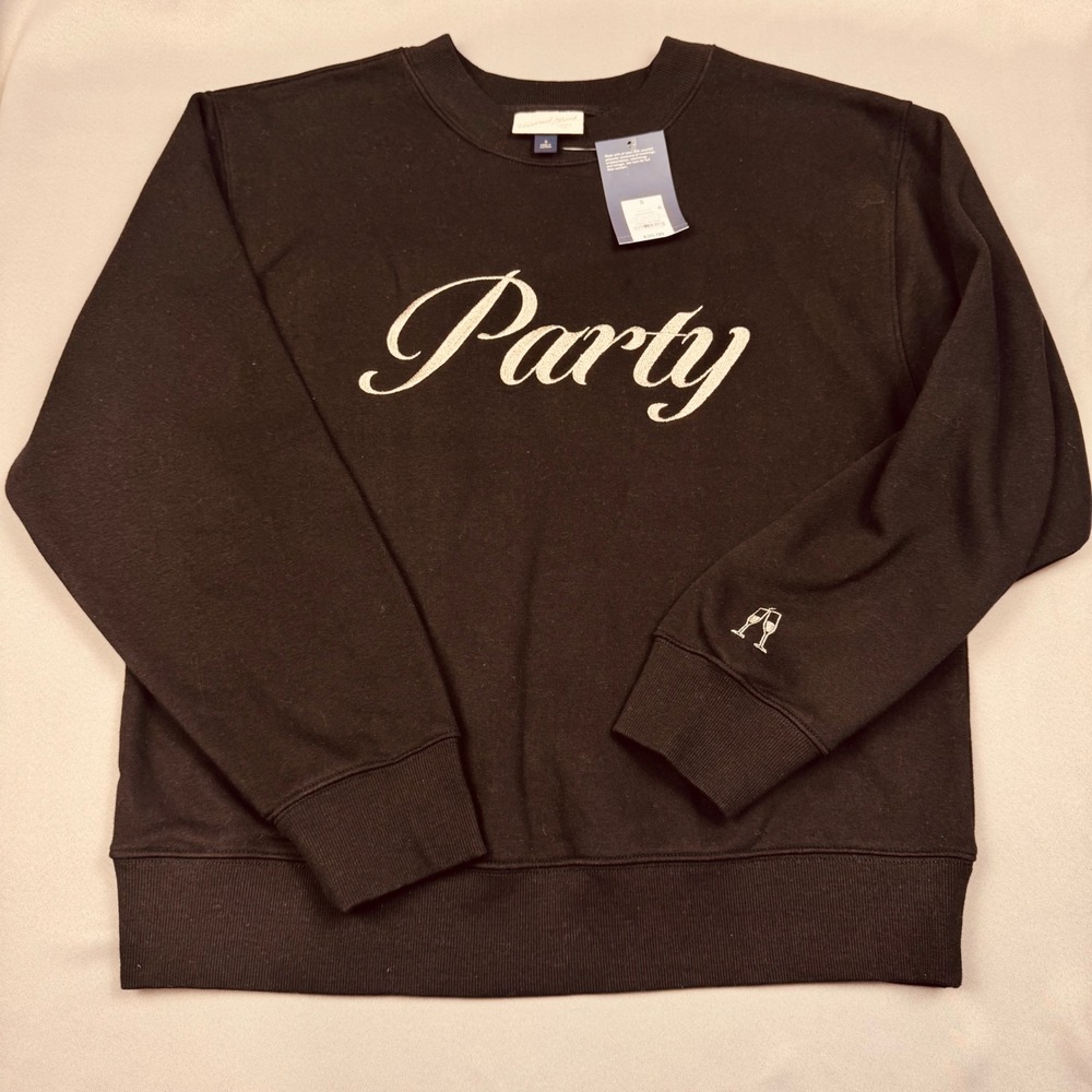 Universal Thread Womens Party Graphic Sweatshirt Black Crewneck NWT Small